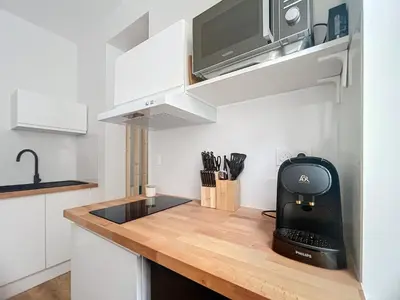 Cuisine ou kitchenette dans l'établissement beau T1 proche gare de Nantes