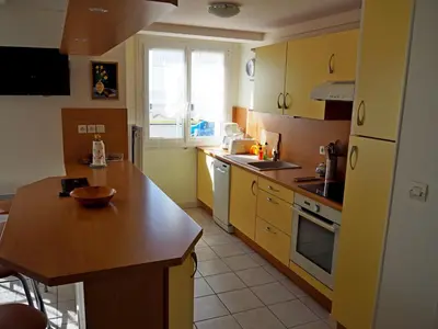 Cuisine ou kitchenette dans l'établissement APPARTEMENT FACE MER T2 35 m2 pour 4 personnes proche tous commerces
