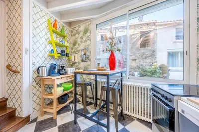 Cuisine ou kitchenette dans l'établissement Gîte de l'ouvroux