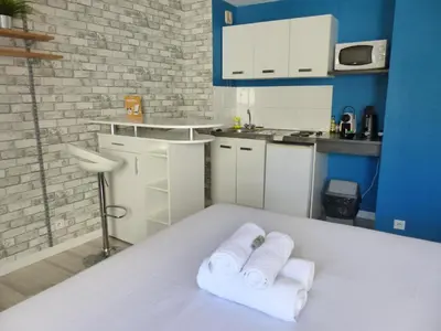 Cuisine ou kitchenette dans l'établissement 3 Rois - Joli studio 2 pers