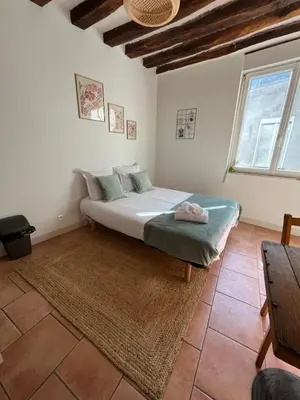 Un ou plusieurs lits dans un hébergement de l'établissement Studio CENTRE VILLE ANGERS 1ER ETAGE - 2 PERSONNES