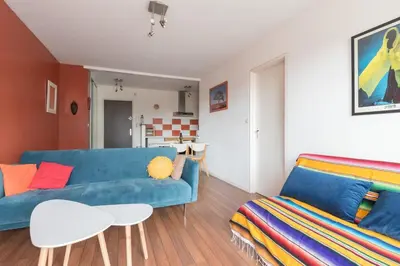 Coin salon dans l'établissement Appartement à 200 m from ThalassoSpa