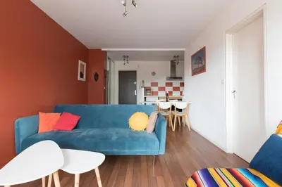 Coin salon dans l'établissement Appartement à 200 m from ThalassoSpa