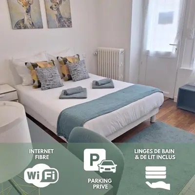 Un ou plusieurs lits dans un hébergement de l'établissement L'Appel De La Forêt - Wifi Fibre, Linge & Parking
