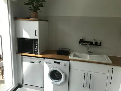 Cuisine ou kitchenette dans l'établissement Balcon sur l'èvre