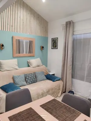 Un ou plusieurs lits dans un hébergement de l'établissement VILLA 3 chbres Vue mer maison avec piscine ds residence proche commodites et plages de sable