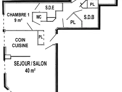 Plan de l'établissement Bel appartement en bord de mer avec terrasse et parking - FR-1-306-1298
