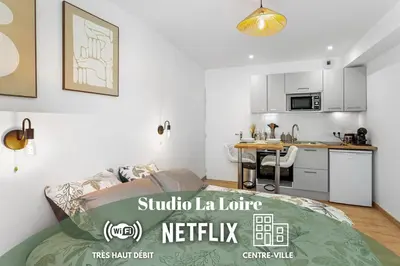 Cuisine ou kitchenette dans l'établissement Centre-ville - Fibre - Netflix - Studio la Loire
