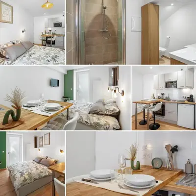 Cuisine ou kitchenette dans l'établissement Centre-ville - Fibre - Netflix - Studio la Loire