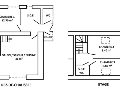 Plan de l'établissement Maison de Campagne au Calme avec Terrasse, 3 Chambres - FR-1-306-1300