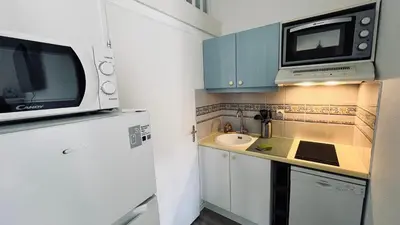 Cuisine ou kitchenette dans l'établissement Le Chêne Vert, piscine et forêt