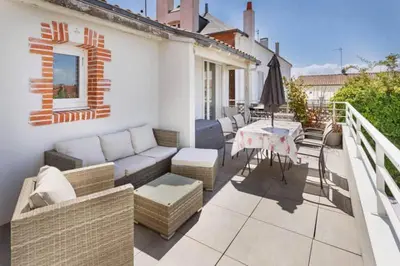 Balcon ou terrasse dans l'établissement 3 chambres à 200m mer et commerces