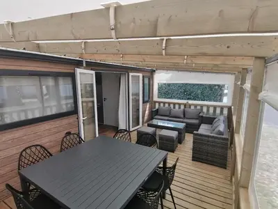 Balcon ou terrasse dans l'établissement Mobil-home bord de plage à Saint-Hilaire-de-Riez