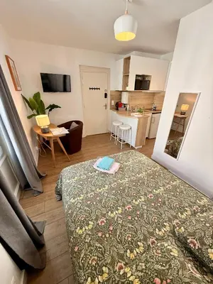 Télévision ou salle de divertissement dans l'établissement Alizé Studio COSY dans résidence Privée avec Patio à proximité