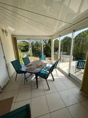 Balcon ou terrasse dans l'établissement Maison Familiale 6 pers - Orouët