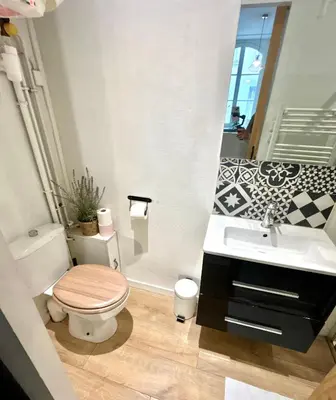 Salle de bains dans l'établissement Au Coeur de Nantes - idealement situé Studio tout confort avec chambre separée