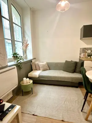 Coin salon dans l'établissement Au Coeur de Nantes - idealement situé Studio tout confort avec chambre separée