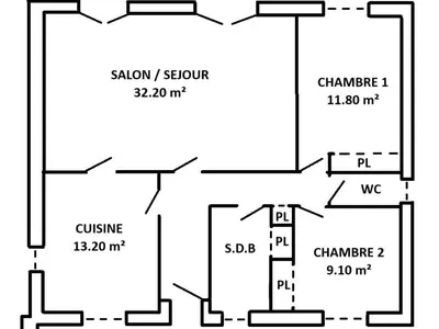 Plan de l'établissement Maison indépendante à Pornic, proche vieux port et plage - FR-1-306-1307