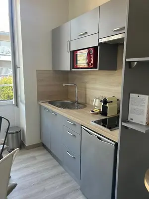 Cuisine ou kitchenette dans l'établissement Studio élégant, central, pour 2 personnes