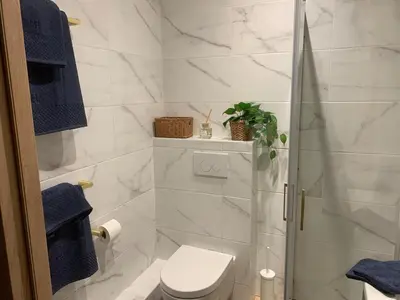 Salle de bains dans l'établissement Gîte de charme avec piscine dans un environnement bucolique