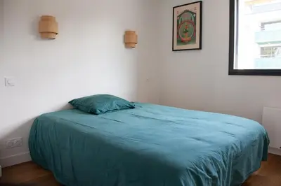 Un ou plusieurs lits dans un hébergement de l'établissement Villa avec vue mer, accès plage à 2 minutes à pied