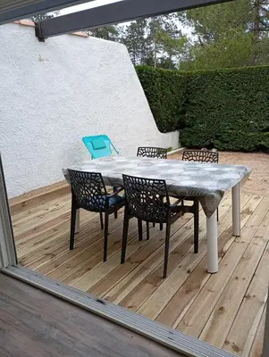 Balcon ou terrasse dans l'établissement Maison St jean de monts 500 m de la plage