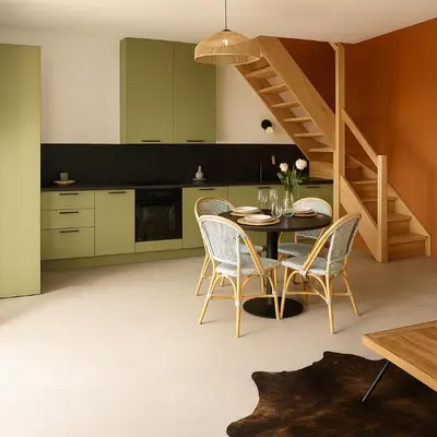 Cuisine ou kitchenette dans l'établissement Rêves de Canopée