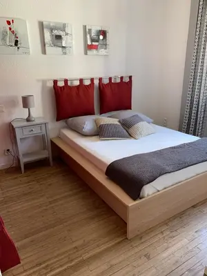 Un ou plusieurs lits dans un hébergement de l'établissement Gîte Villa la Garenne Ctre ville St Jean de Monts