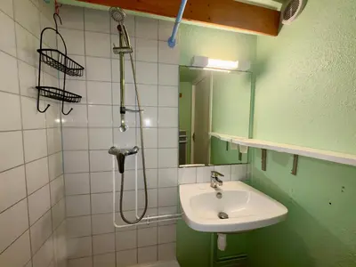 Salle de bains dans l'établissement Maison de vacances près de la forêt pour 4 pers avec parking - FR-1-323-581