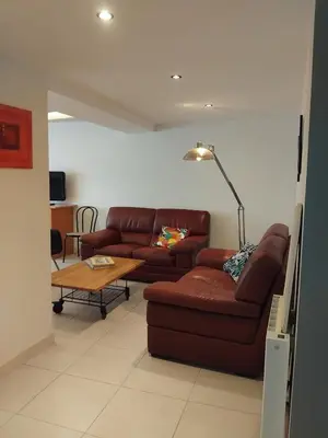 Coin salon dans l'établissement Grande maison 6 personnes proche Angers