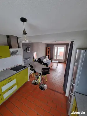 Cuisine ou kitchenette dans l'établissement Maison bord de plage