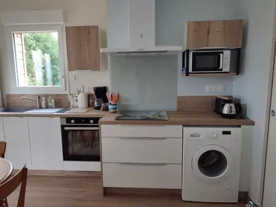 Cuisine ou kitchenette dans l'établissement Gîte LogisNoues
