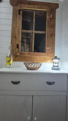 Cuisine ou kitchenette dans l'établissement cabane bateau