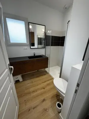 Salle de bains dans l'établissement Maison pilotis 12 pers 50m mer