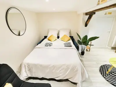 Un ou plusieurs lits dans un hébergement de l'établissement Studio cosy refait à neuf - proche aéroport et tram