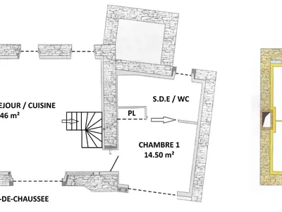Plan de l'établissement Gîte rénové proche plages, parking, jardin privatif, terrasse sud-est - FR-1-306-1315