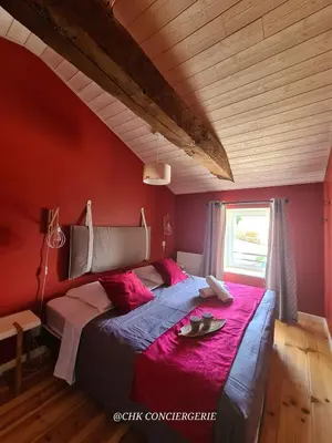 Un ou plusieurs lits dans un hébergement de l'établissement Maison de campagne HDH - Charme et moderne - Proche du Puy duFou