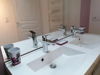 Salle de bains dans l'établissement La Rouaudière