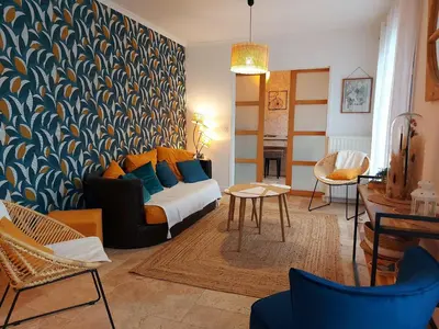 Coin salon dans l'établissement La Maison Bleue