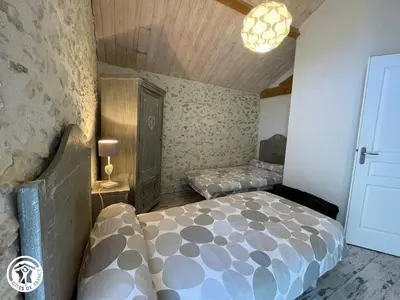 Un ou plusieurs lits dans un hébergement de l'établissement Maison plain-pied au cœur du Marais breton, proche plages et Ile d'Yeu - FR-1-426-589