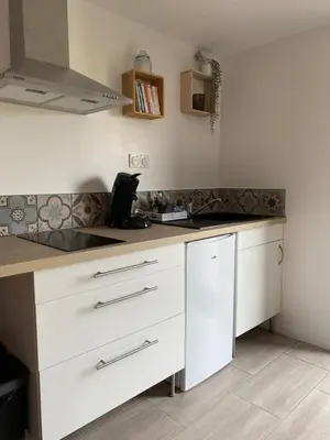 Cuisine ou kitchenette dans l'établissement Studio de la Baroud Family