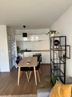 Cuisine ou kitchenette dans l'établissement Charming room Île de Nantes