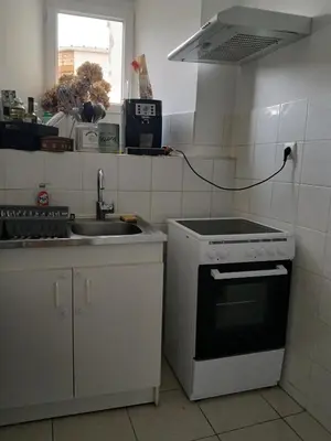 Cuisine ou kitchenette dans l'établissement Maison lac