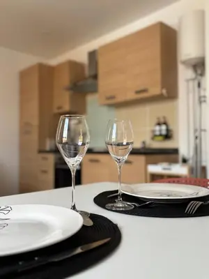 Cuisine ou kitchenette dans l'établissement Gîte Cosy TY CLEM cottage