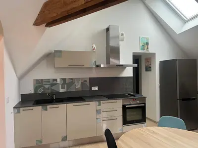Cuisine ou kitchenette dans l'établissement Appartement vue sur le vieux port de Pornic