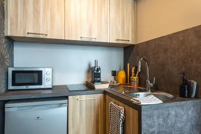 Cuisine ou kitchenette dans l'établissement Résidence Saint-Louis - Appart'Hôtel tout-équipé