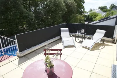 Balcon ou terrasse dans l'établissement Gîte La Terrasse Du Verger