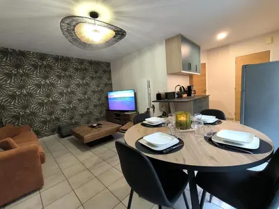 Coin salon dans l'établissement Appartement à deux pas du Vieux Port, 1 chambre, terrasse