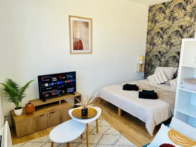 Un ou plusieurs lits dans un hébergement de l'établissement Appartement proche Ancenis - Loire et Vélo