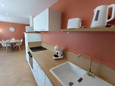 Cuisine ou kitchenette dans l'établissement Le Lila